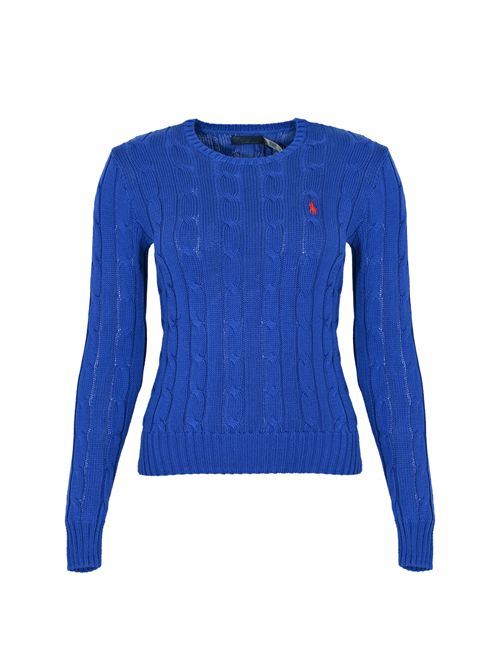 Maglia a trecce in cotone con logo Blue POLO RALPH LAUREN | 211971869012